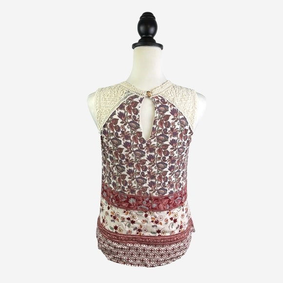 Maeve Anthropologie Laced Eleanor Blouse Size S Sleeveless Floral Boho - Picture 6 of 12
